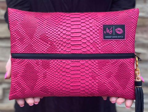 Makeup Junkie Bag - Pink Python (Mini)