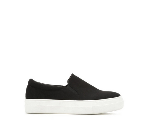 Black Suede Platform Slip-On Sneaker