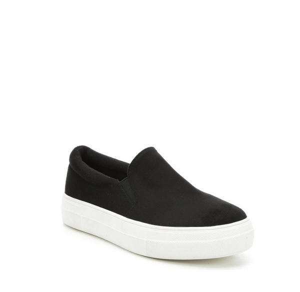 Black Suede Platform Slip-On Sneaker