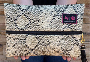 Makeup Junkie Bag -  Whitesnake (Large)