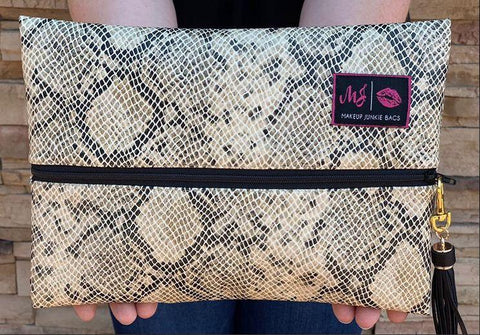 Makeup Junkie Bag -  Whitesnake (Large)