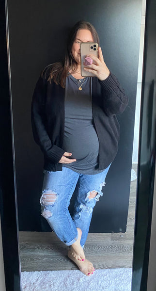 Charcoal Ribbed Long Sleeve Top