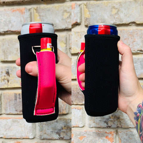 Black & Hot Pink Slim Can Handler