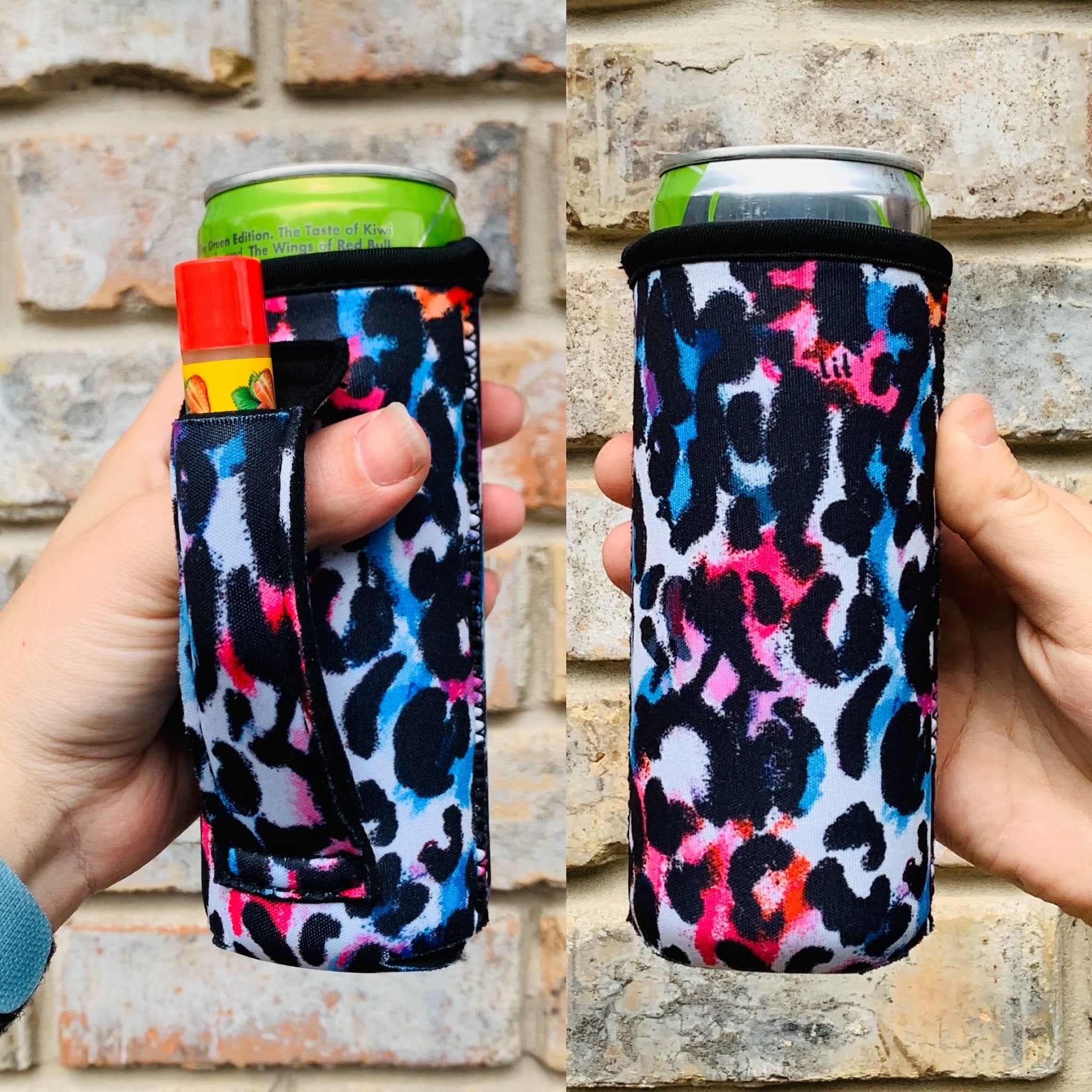 Watercolor Leopard Slim Can Handler