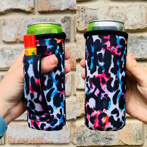 Watercolor Leopard Slim Can Handler