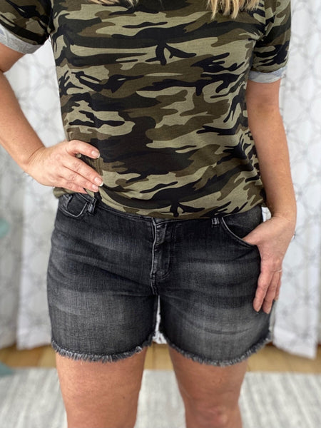 Judy Blue Charcoal Fray Hem Cut-Off Shorts