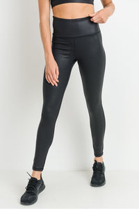 Faux Leather Compression Leggings