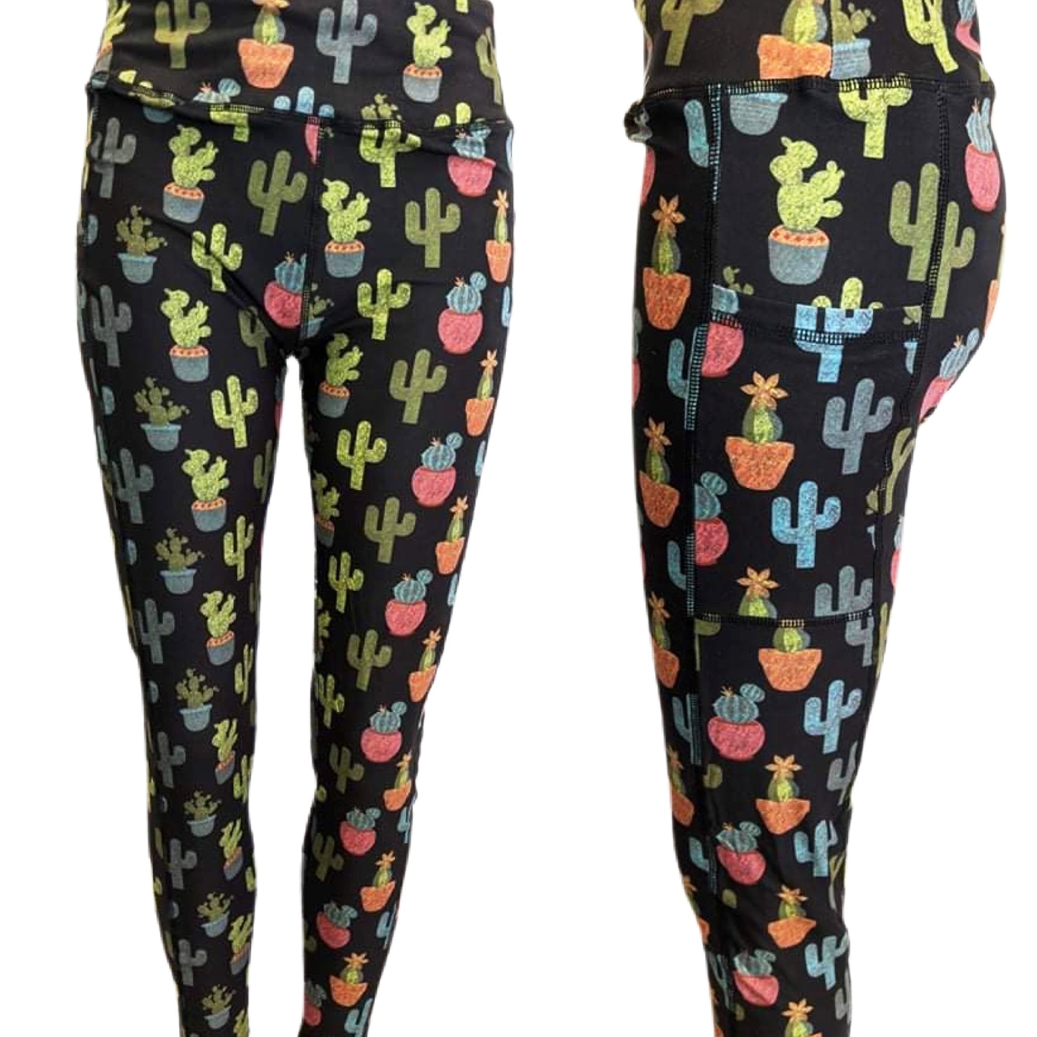 Chalkboard Cacti Pocket Leggings