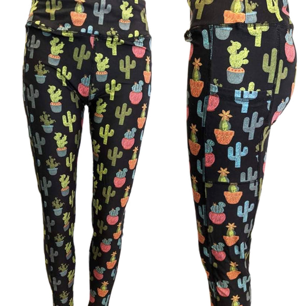 Chalkboard Cacti Pocket Leggings