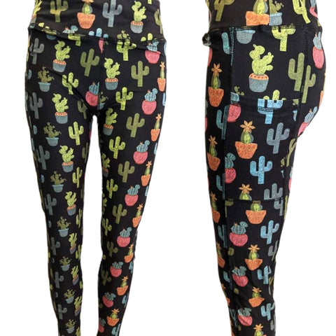 Chalkboard Cacti Pocket Leggings