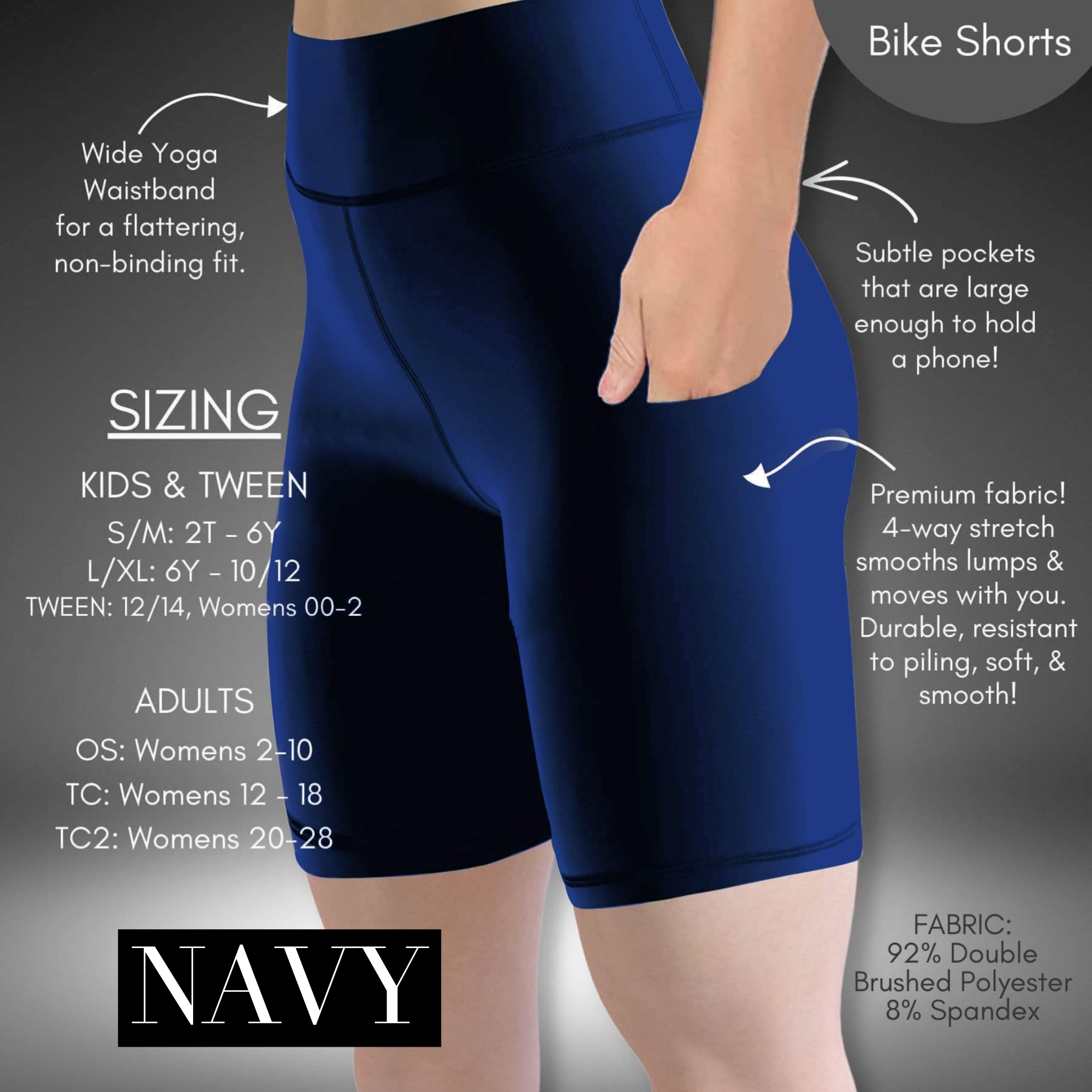 Solid Navy Biker Shorts Preorder B84