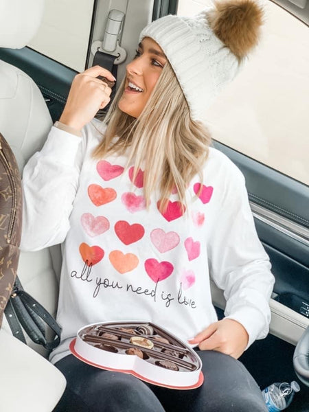 Hearts graphic long sleeve tee