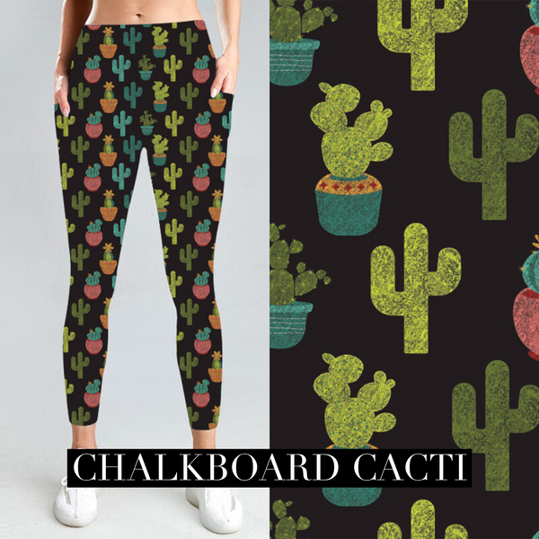 Chalkboard Cacti Pocket Leggings
