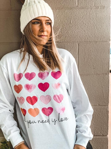 Hearts graphic long sleeve tee