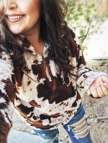 Cow Sherpa Pullover