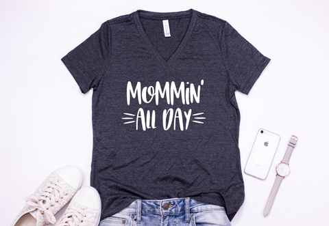 Mommin All Day Charcoal Graphic Tee (ships in 1-2 weeks as these are made when ordered)